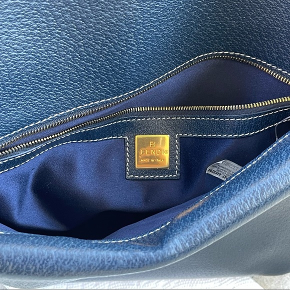 Vintage FENDI Marble-embellished Navy shoulder bag - Picture 14 of 14